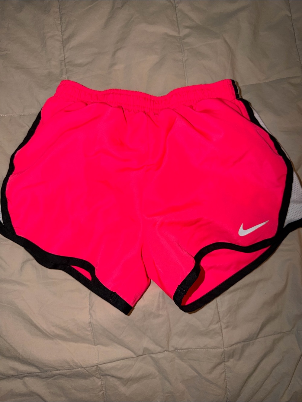 Nike Women's Neon Pink Athletic Shorts with Black Trim